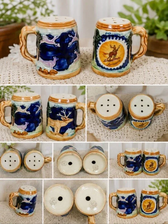 Vintage Arizona Hancrafted Ceramic Salt And Pepper Shakers Set Southwestern