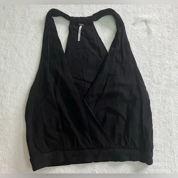 Free People women’s small black vneck sleeveless fall layering tank top
