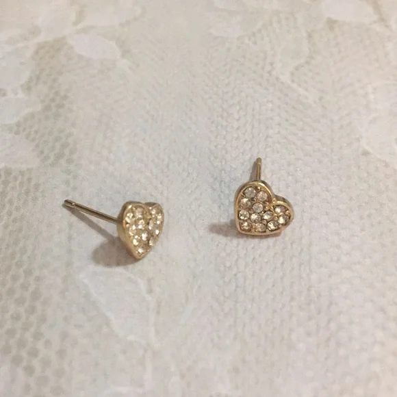 Gold Heart Earrings Small Dainty Feminine Girly