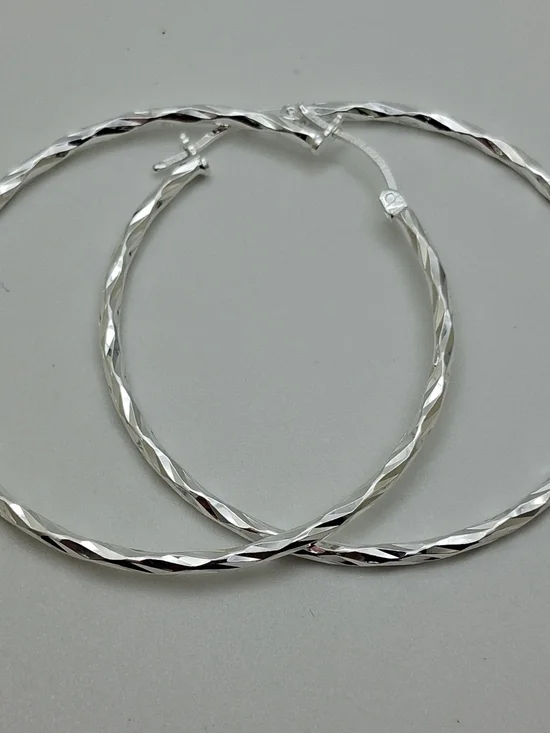 Sterling Silver 925 Twisted Hoop Earrings‎ - Classic Women's Jewelry