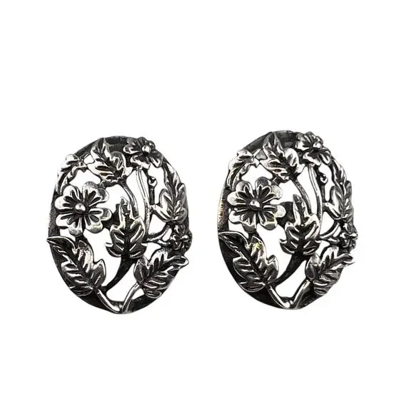 TH-90 Mexico Sterling Silver Pierced Earrings 1.25