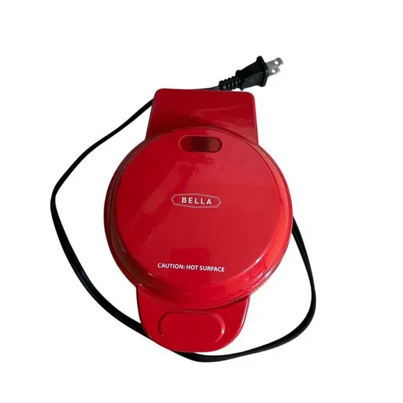 Bella Mini Waffle Maker Model GH-6201 Red Nonstick 4 Inch 350W Appliance