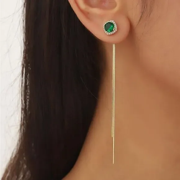 Green  diamond earrings  S367