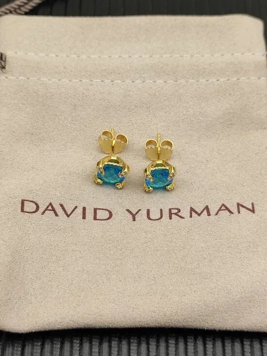 🌟David Yurman🌟 Blue Diamond 8mm stud earrings