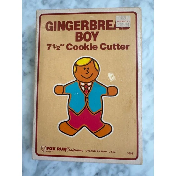 Vintage 1983 Fox Run Craftsmen Gingerbread Boy 7.5 Inch Cookie Cutter 3602 Boxed
