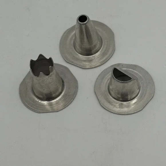 Vintage Aluminum Pastry Piping Nozzles Set of 3 Cake Decorating Tips 31 33 52