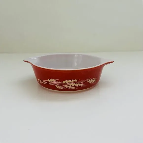 PYREX Burnt Orange Autumn Harvest Wheat Stalk 471-B Casserole Dish 500 ml