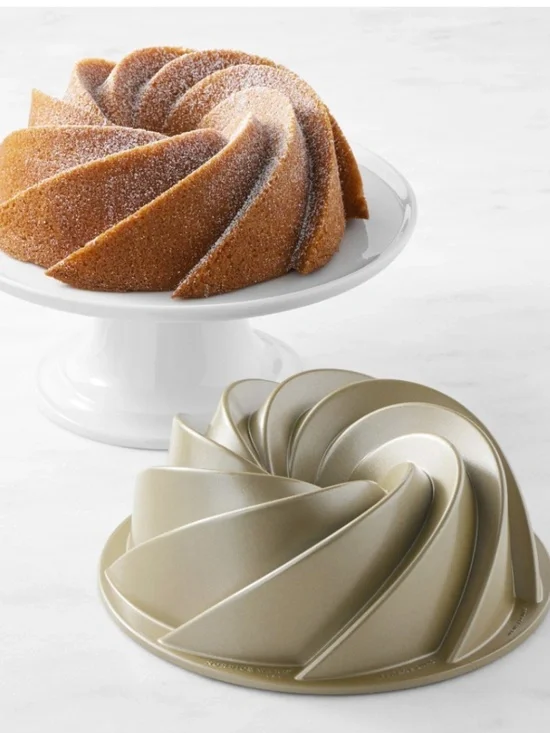 Nordic Ware Heritage Bundt Pan Cast Aluminum Nonstick Fluted Cake Pan 10 C Bake