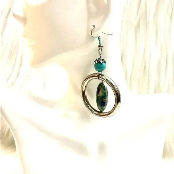 Peacock beaded earrings