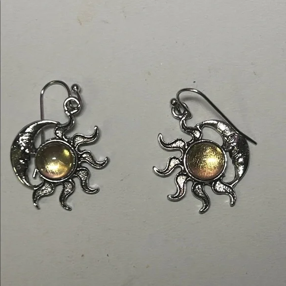 🛑UNAVAILABLE🛑 Celestial Silver-Tone Sun and Moon Earrings
