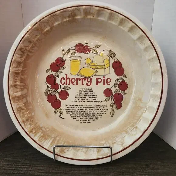 Vintage Royal China Country Harvest Ceramic Cherry Pie Recipe Baking Plate Dish
