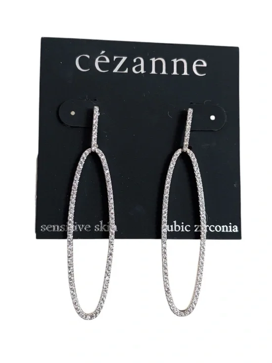 💥 NWT Cezanne Oval Hoop Drop Earrings - Cubic Zirconia