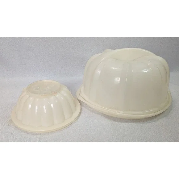 Tupperware Jel-Ring Jello Mold Set White Vintage Large Small 4 Inserts Good