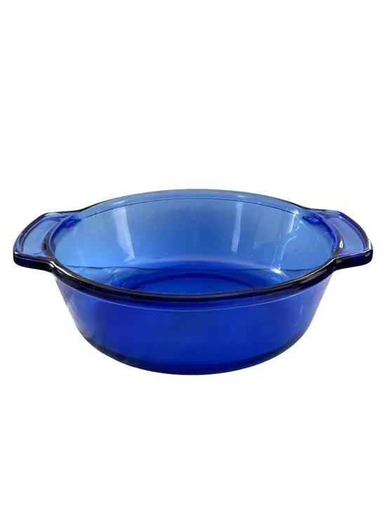 Anchor Hocking Blue Glass 2 Quart Casserole Dish 9