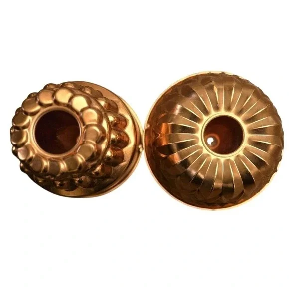 Set of 2 Copper Metal Jelly Molds Fluted Scalloped Vintage Style