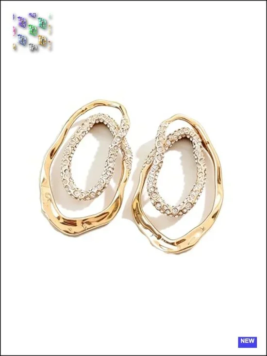 Chunky Gold Geometric Drop Dangle Earrings Hollow Triangle Round Statement