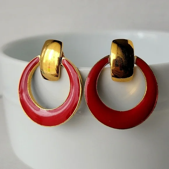 Vintage Reversable Hoop Knocker Earrings