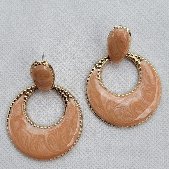 Vintage Enamel Doorknocker Hoop Earrings