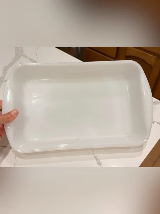 Vintage Glasbake White Milk Glass Rectangular Baking Dish J-263 2.5 Qt