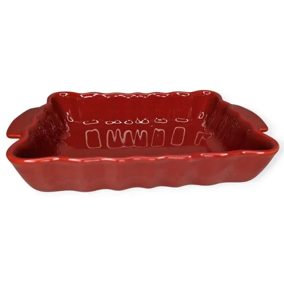 Red Matceramica Wavy Rectangle Ceramic/Stoneware Baker 12