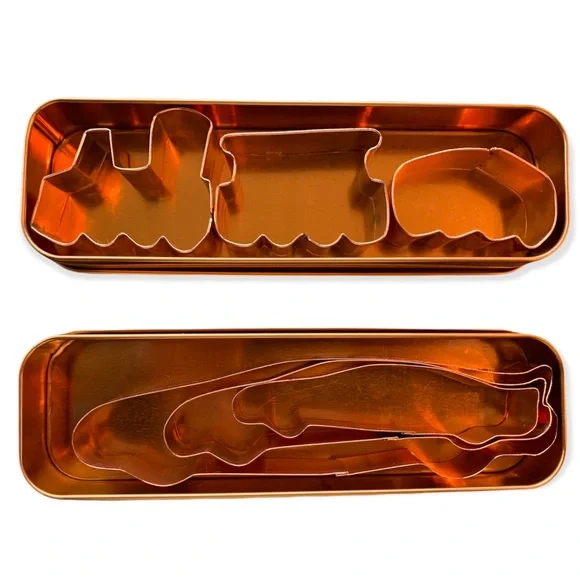 2 sets metal cookie cutters trains & race cars