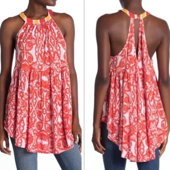 FREE PEOPLE Mimi High-Low Halter Tunic Dress NWOT sz L