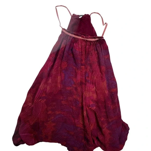 Free People Womens Abstract Dot Print Halter Top Burgundy‎ Purple Size M Boho