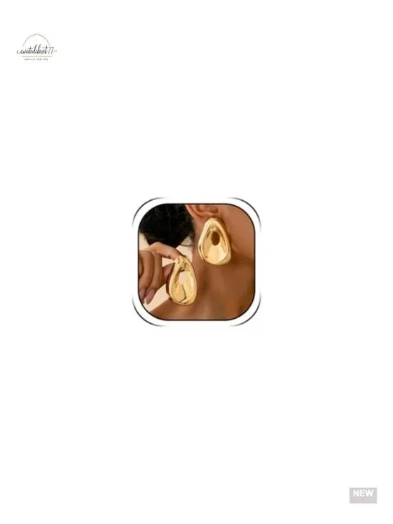 Gold Geometric Earrings Chunky Hollow Statement Drop Dangle Jewelry for Wedding