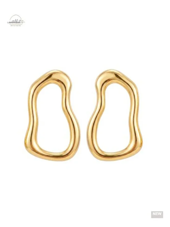 Geometric Large Gold Statement Earrings - Oversized Chunky Hoop Y2K Style,