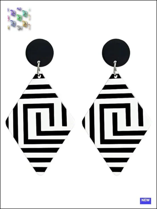 Acrylic Checkerboard Dangle Earrings Retro Geometric Statement Jewelry