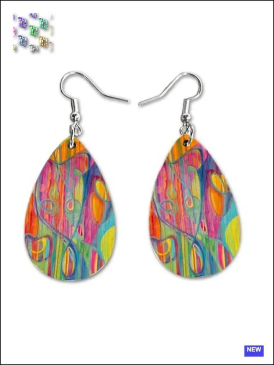 Double-Sided American Flag Drop Dangle Earrings MDF Lightweight