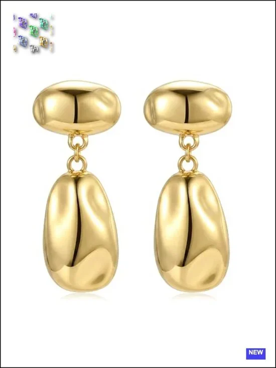 Gold and Silver Two Tone Statement Chunky Earrings Drop Dangle Trendy