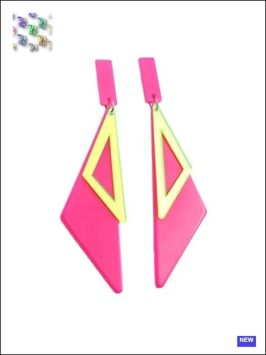 Geometric Acrylic Dangle Earrings with Alloy Posts Retro 80s Party