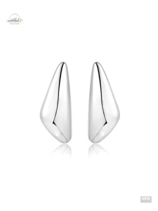 Chunky Gold Plated Dangle Earrings Large Geometric Triangle Statement