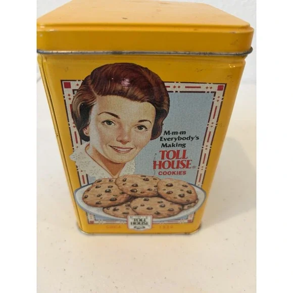 Toll House Cookie Collector's Tin With Recipe, Yellow 4.25