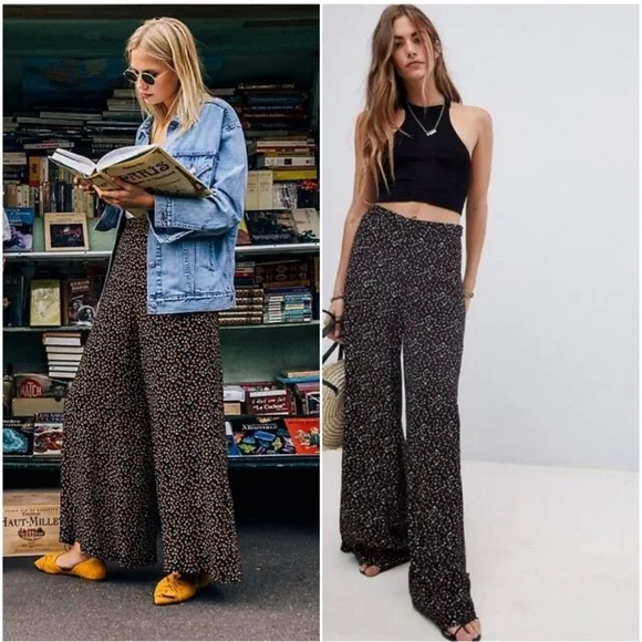 Free People Easy‎ Peasy Cherry Pants size 4 wide leg flowy