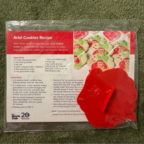 Disney Red Ariel Cookie Cutter with Recipe Card