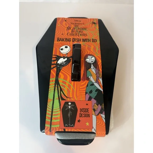 Disney Nightmare Before Christmas Ceramic Baking Dish w/ Lid Jack Sally NWT 12