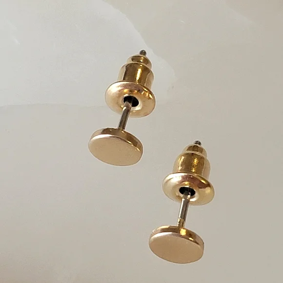 Gold Circle Stud Earrings Minimalist Button