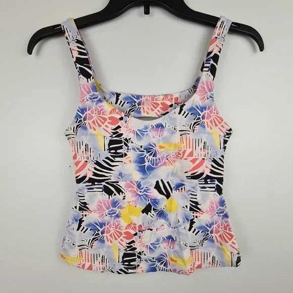 Free People Movement Tank Top Women's XS Pink Combo‎ Mystic Floral Cutout Back