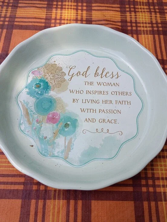 Decorative Inspirational Plate - God Bless Floral Script