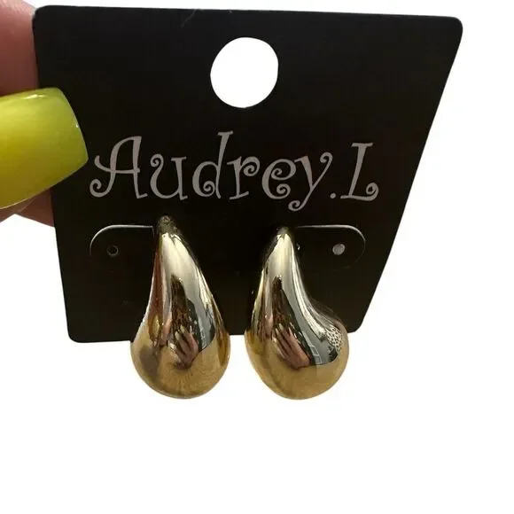 Audrey.L Gold Teardrop Earrings