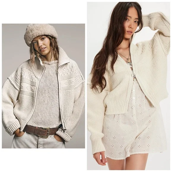 Free People We The Free Lil Lad‎ Cardi Cardigan Cream Knit XS