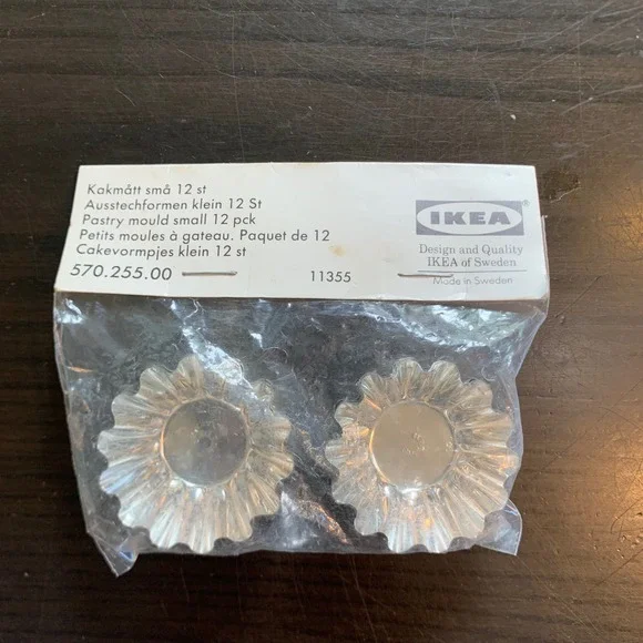 IKEA Kakmått Small Pastry Moulds 12 Pack Silver Metal Fluted Tart Tins Sweden