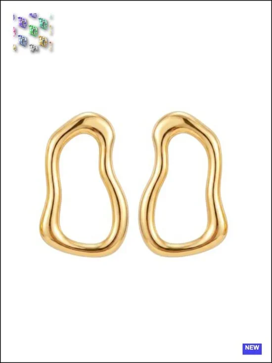 Geometric Large Gold Statement Earrings - Unique Oversized Chunky Hoop