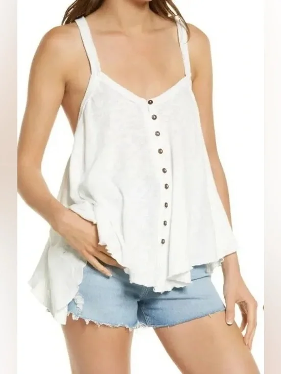 Free People Oversized Dream Weaver Sleeveless Button Front Tank Top