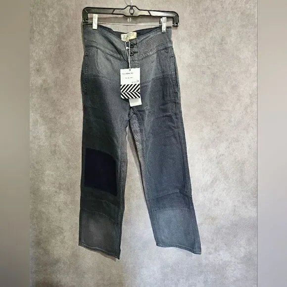 Sandrine Rose x‎ Free People High Waist Denim Wide Leg Jeans Size 24