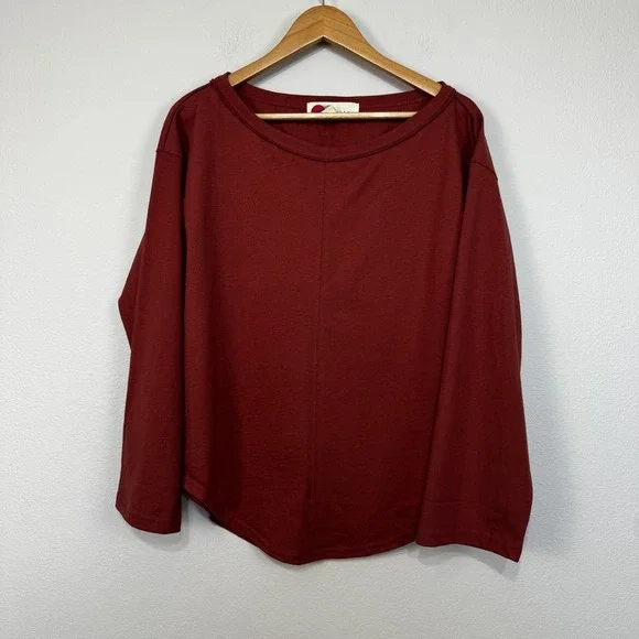 Free People FP Beach Shirt Women's XS‎ Rust Free People Long Sleeve Curve Hem
