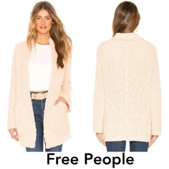 ✨ Free People Waterfront Cardigan Pink Peach‎ Knit | Size Medium ✨