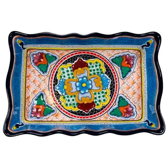 Hernandez Pue Mexico Talavera Signed Pottery Casserole Dish Dinnerware